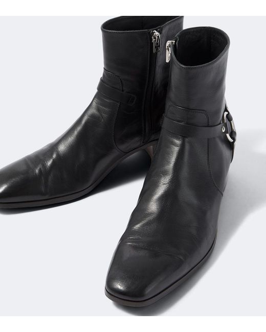 Tom Ford Black Clint Leather Ankle Boots for men