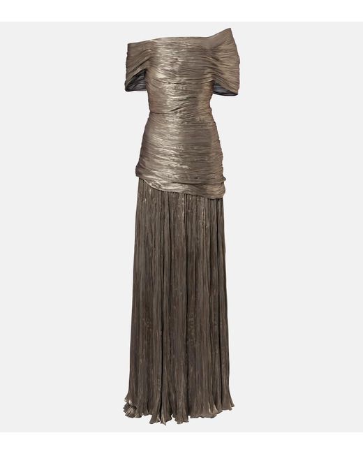 Marmar Halim Metallic Ruched Asymmetric Gown