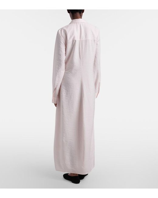 Totême Pink Silk-Blend Shirt Dress