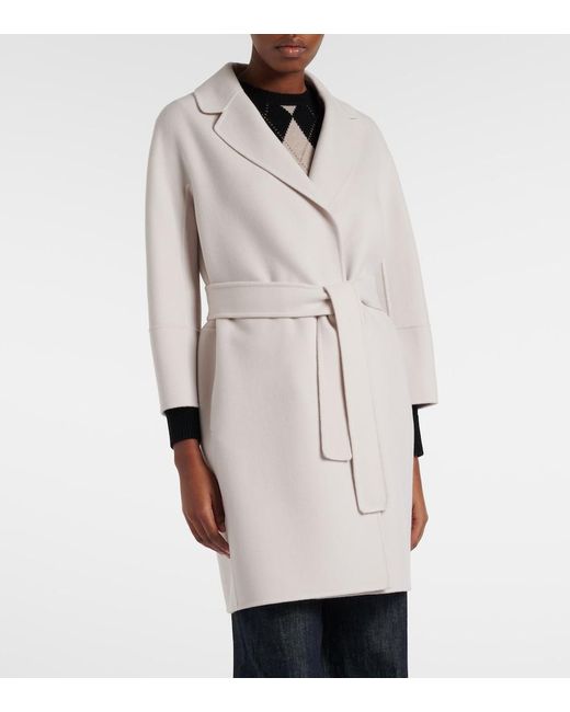Max Mara Natural Arona Virgin Wool Wrap Coat