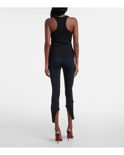 Courreges Black Ribbed-Knit Cotton Tank Top