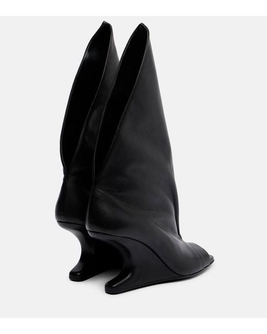 Rick Owens Black Cantilever Leather Peep-Toe Boots