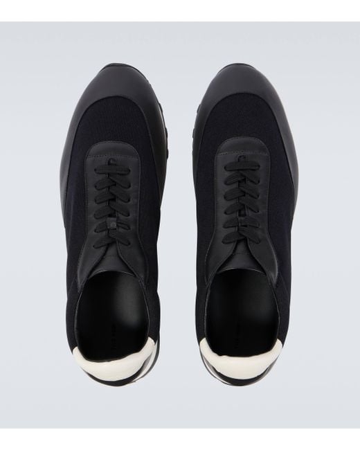 The Row Blue Owen Leather-Trimmed Sneakers for men