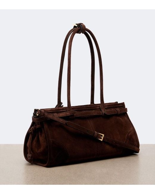 Prada Brown Bonnie Mini Suede Top-Handle Bag