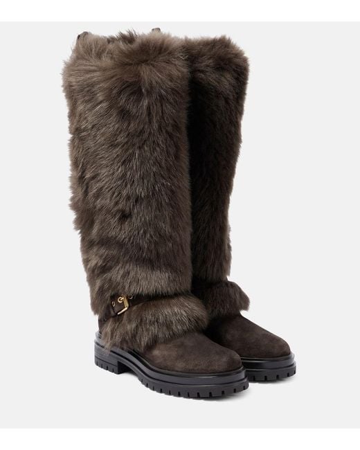 Gianvito Rossi Black Maverick Shearling And Suede Snow Boots