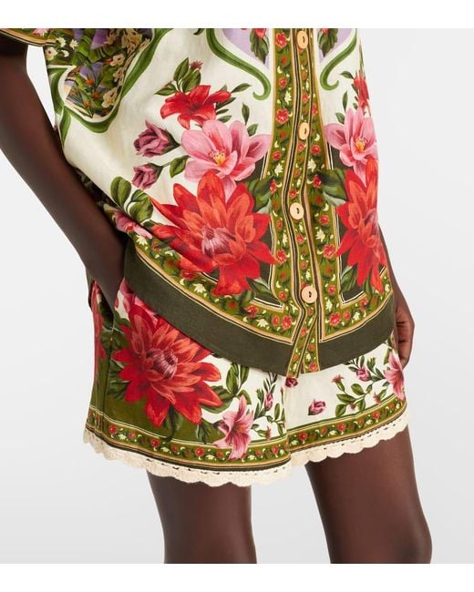 Farm Rio Red Wonder Rio Oversized Linen-Blend Shirt