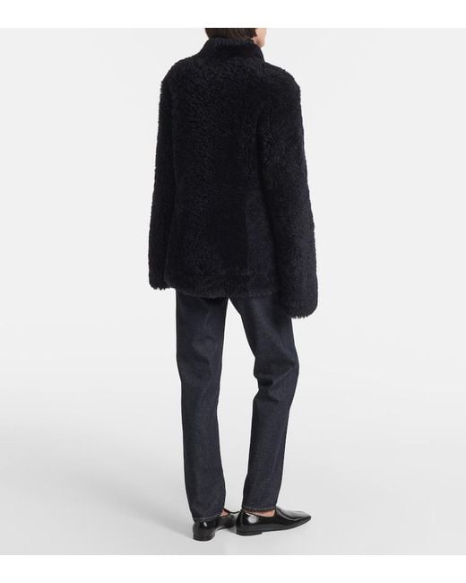 Totême Black Shearling Leather Jacket