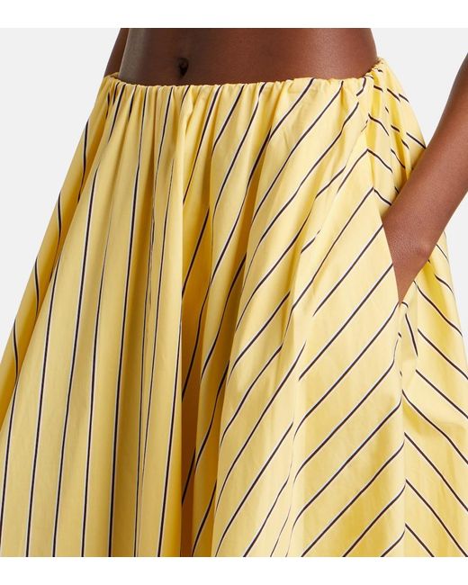 Staud Yellow Milano Striped Cotton Maxi Skirt