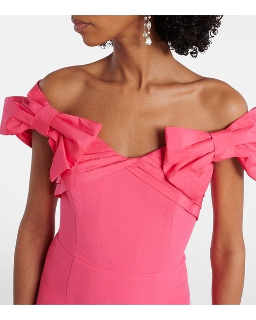 Rebecca Vallance Pink Bow-Detail Crepe Minidress
