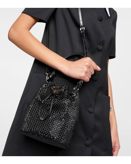 Prada Black Mini Crystal-embellished Bucket Bag