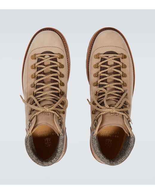 Brunello Cucinelli Schnuerstiefel Aus Leder in Brown für Herren