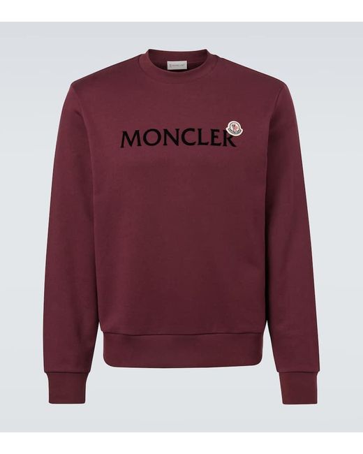 Moncler Red Logo Cotton Jersey Sweatshirt for men