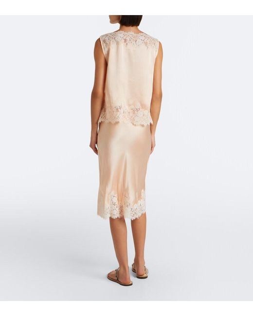 Doen Natural Elowette Lace-Trimmed Silk Satin Slip Skirt