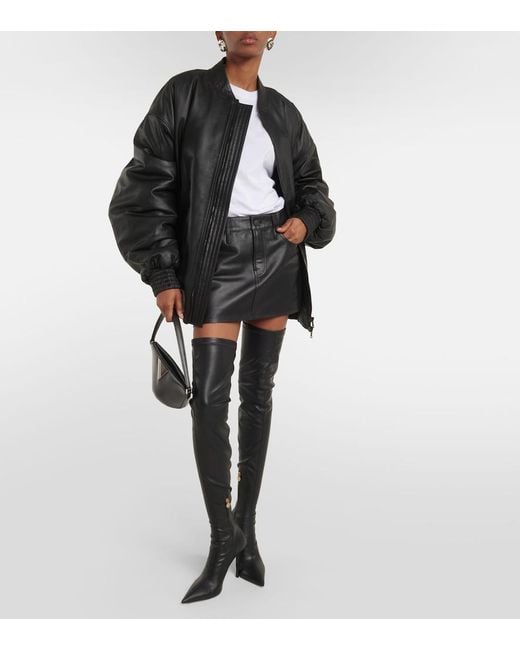 Wardrobe NYC Black Leather Bomber Jacket