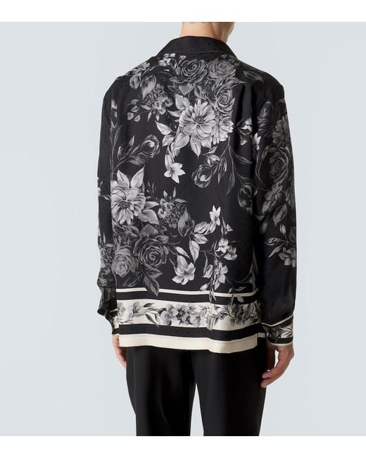 Dolce & Gabbana Black Floral Polka-Dot Silk Shirt for men