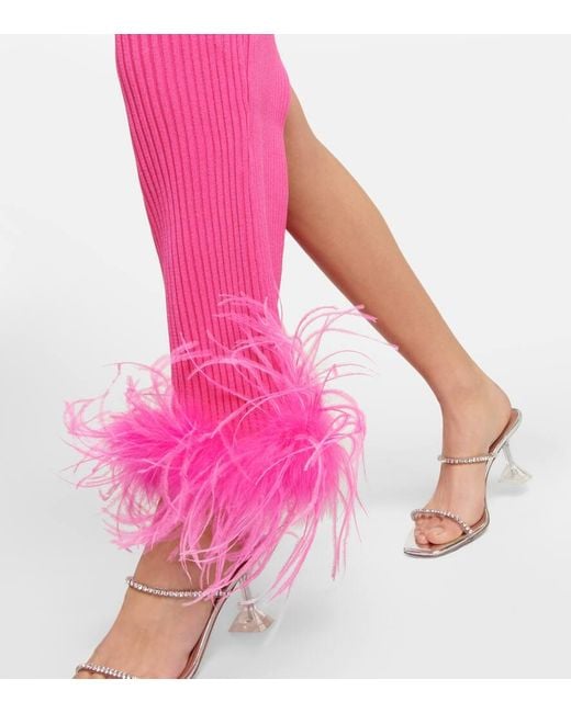 GIUSEPPE DI MORABITO Pink Kleid Mit Federn