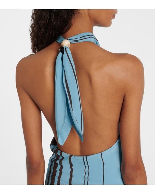Sir Blue Rioja Striped Silk Crepe Maxi Dress