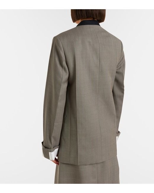 Victoria Beckham Gray Herringbone Virgin Wool Blazer