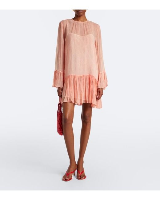 Staud Pink Freja Leather Thong Sandals