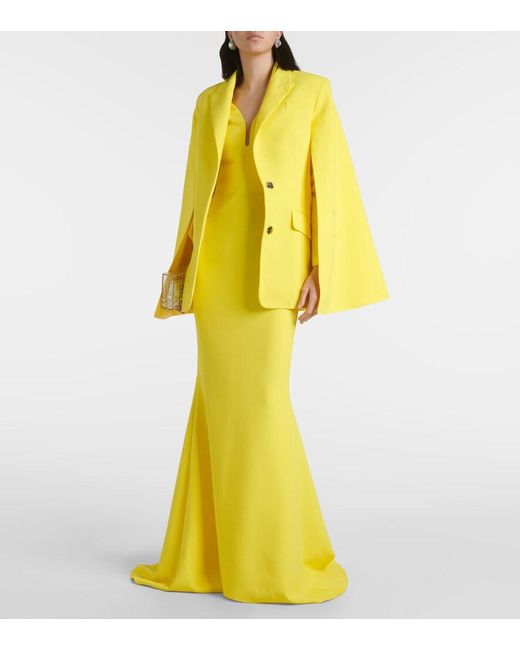 Safiyaa Yellow Hadley Caped Crepe Blazer