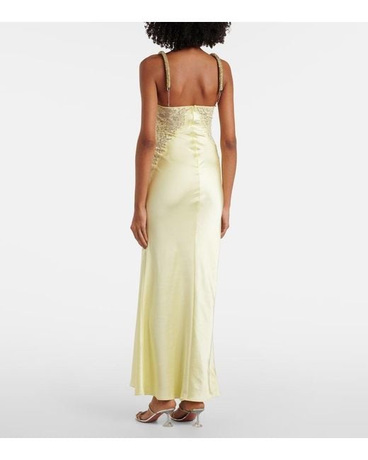 Self-Portrait White X Christopher Kane Lace-Trimmed Satin Maxi Dress