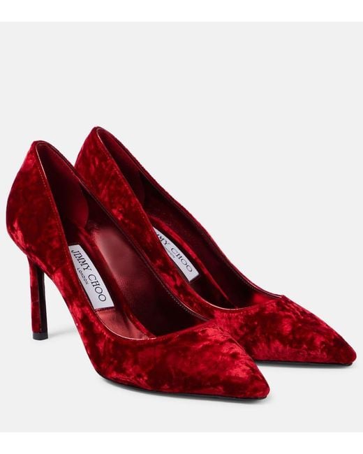 Jimmy Choo Red Pumps Romy 85 Aus Samt