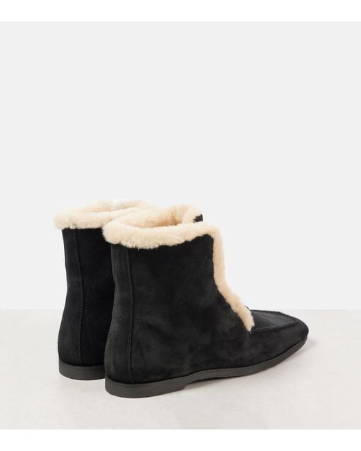 Totême  Black Shearling-Lined Leather Ankle Boots