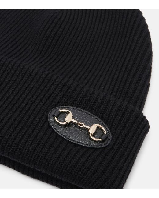 Gucci Black Horsebit Wool Beanie