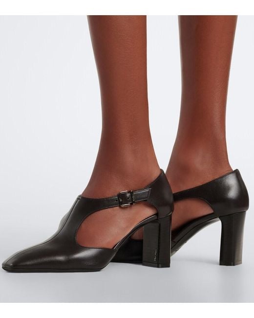Max Mara Black Leather Mary Jane Pumps