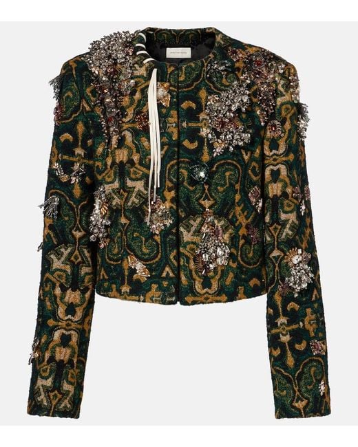 Dries Van Noten Green Embellished Jacket