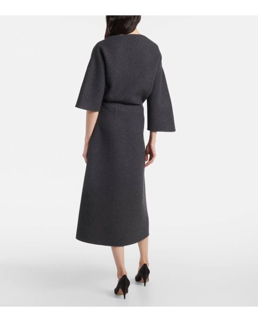 The Row Blue Lison Wool-blend Midi Skirt