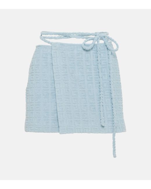 Givenchy Blue Plage 4g Cotton-blend Terry Wrap Skirt