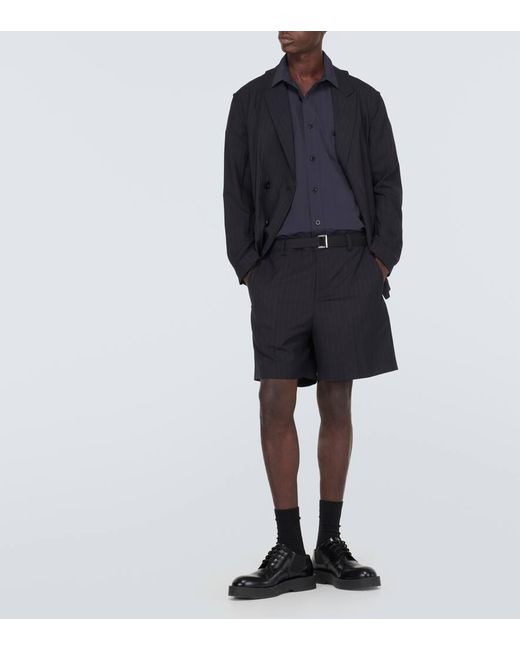 Shorts de mezcla de lana con raya chalk Sacai de hombre de color Black