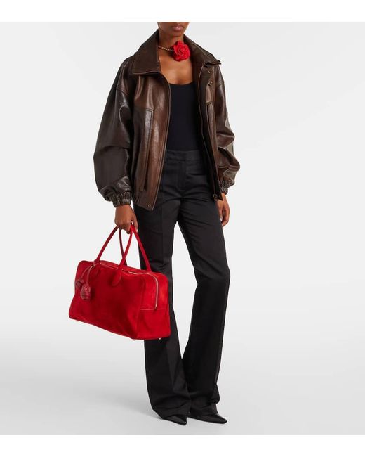 Magda Butrym Red Brigitte Large Suede Tote Bag