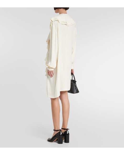 MM6 by Maison Margiela White Ruffle-Trimmed Minidress