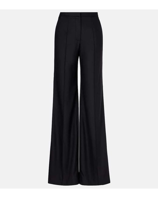 Costarellos Blue Pleated Wool-Blend Wide-Leg Pants