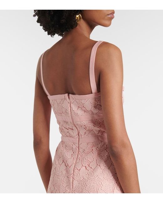 Giambattista Valli Pink Bow-Detail Macrame Midi Dress
