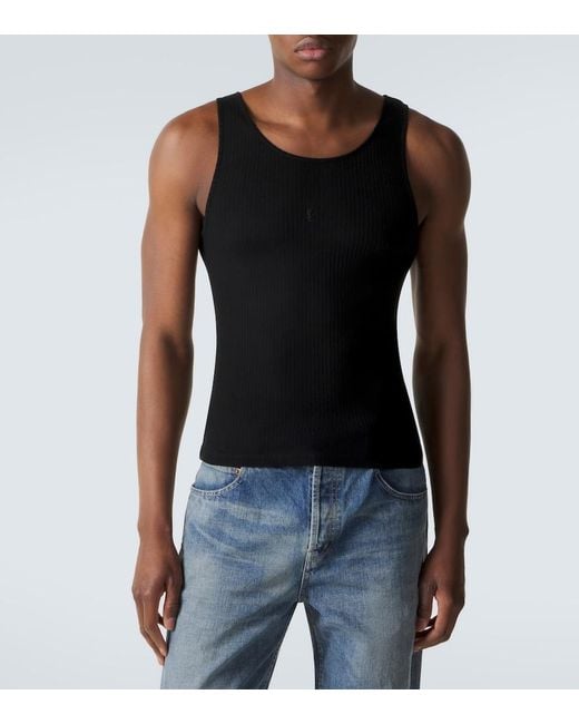 Saint Laurent Black Cassandra Wool Tank Top for men