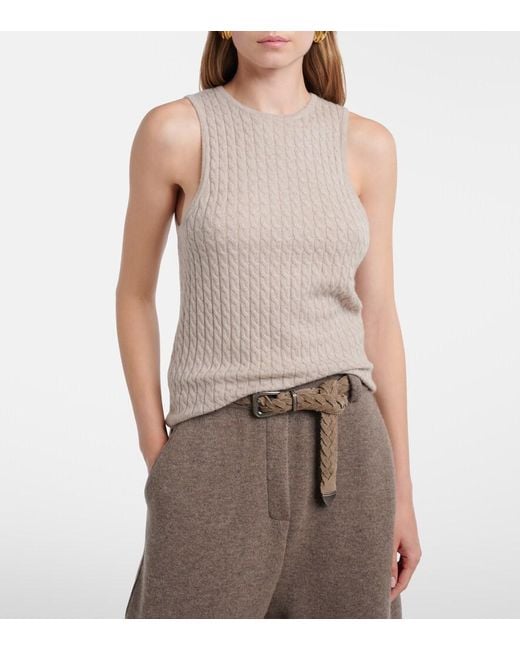 Lisa Yang Natural Iora Cable-Knit Cashmere Tank Top