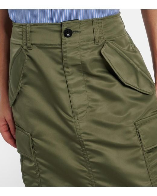 Sacai Green Pleated Midi Skirt