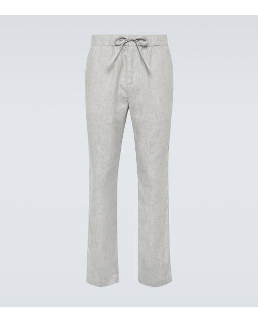 Frescobol Carioca Gray Oscar Linen And Cotton Straight Pants for men