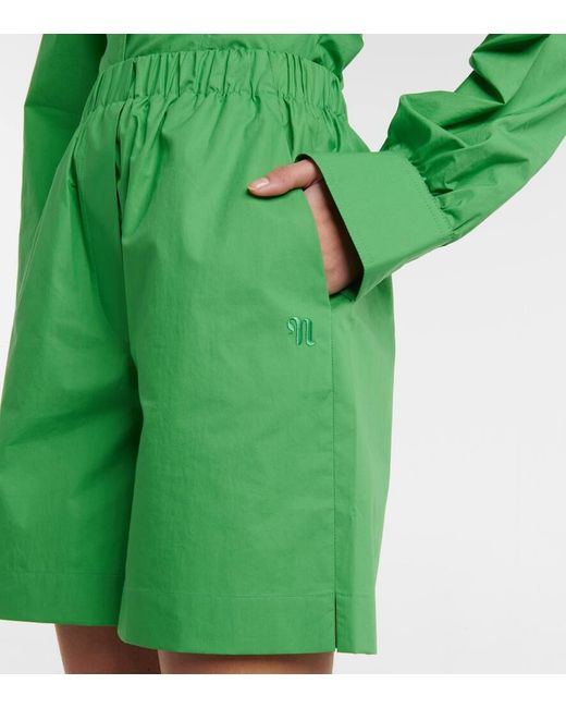 Nanushka Green Megan Cotton Poplin Shorts