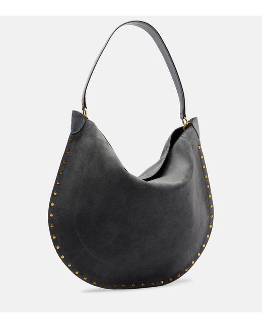 Isabel Marant Gray Oskan Soft Medium Suede Shoulder Bag