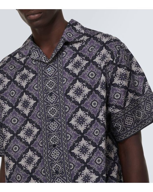 Etro Gray Printed Cotton Bowling Shirt for men