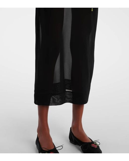 Simone Rocha Black Verzierter Bleistiftrock Aus Mesh