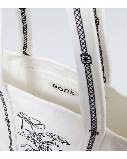 Bode White Laundry Embroidered Canvas Tote Bag for men