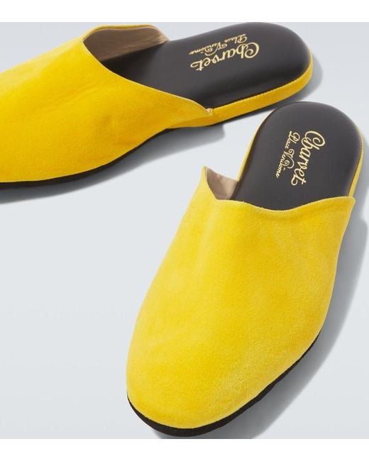 Charvet Yellow Suede Slippers for men