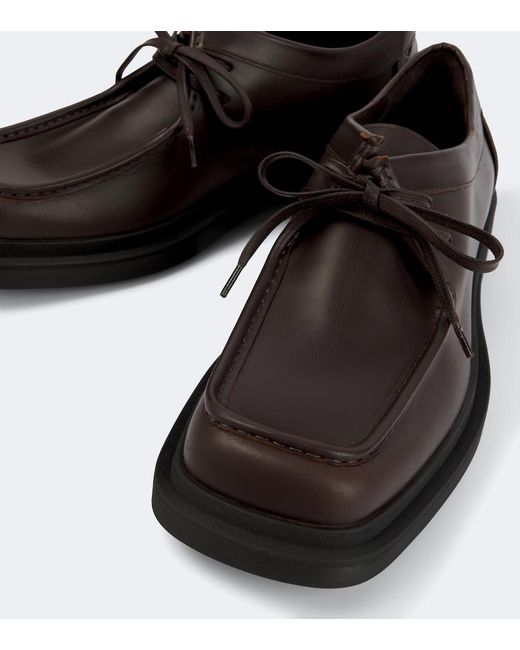 Bottega Veneta Black Ben Intrecciato Leather Lace-Up Shoes for men