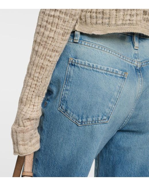 FRAME Blue Le Jane High-Rise Wide-Leg Jeans