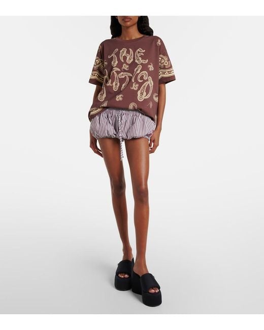 The Attico Brown Bandana Oversized Cotton Jersey T-Shirt